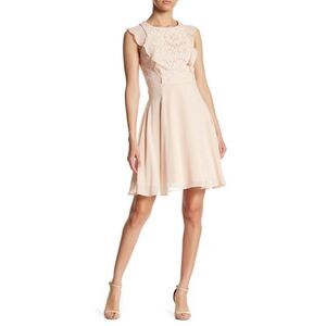 Nanette Lepore floral lace ruffle chiffon dresss sz 4